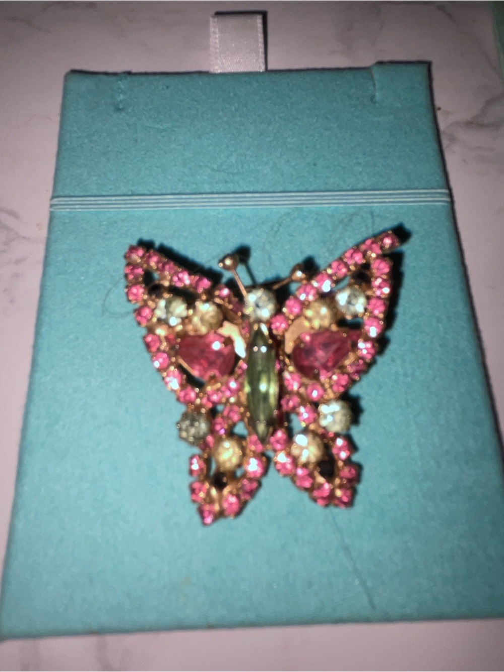 Pink Crystal Butterfly Brooch - Women's Jewelry